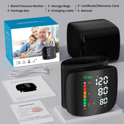 Wrist Blood Pressure Monitor with LED Display and Memory Function