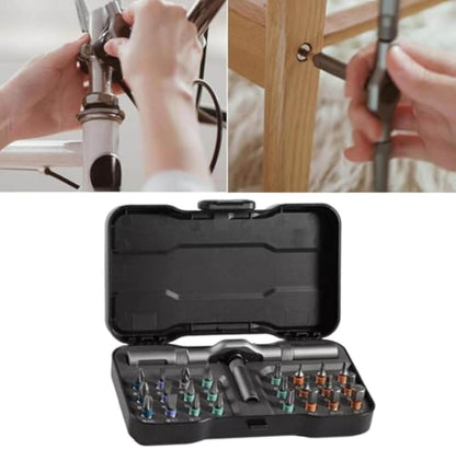 24-in-1 Multi-Angle Ratcheting Screwdriver Set with Magnetic Color-Coded Bits
