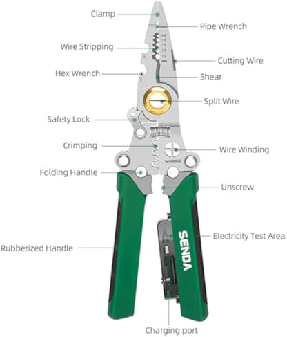 12-in-1 Multi-Function Wire Stripper with Measurement & Cutting Pliers